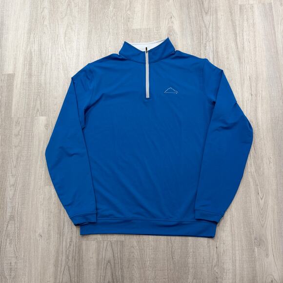 Peter Millar Wicking Perth 1/4 Zip Pullover Men's Large Blue Performance Golf - Picture 1 of 9